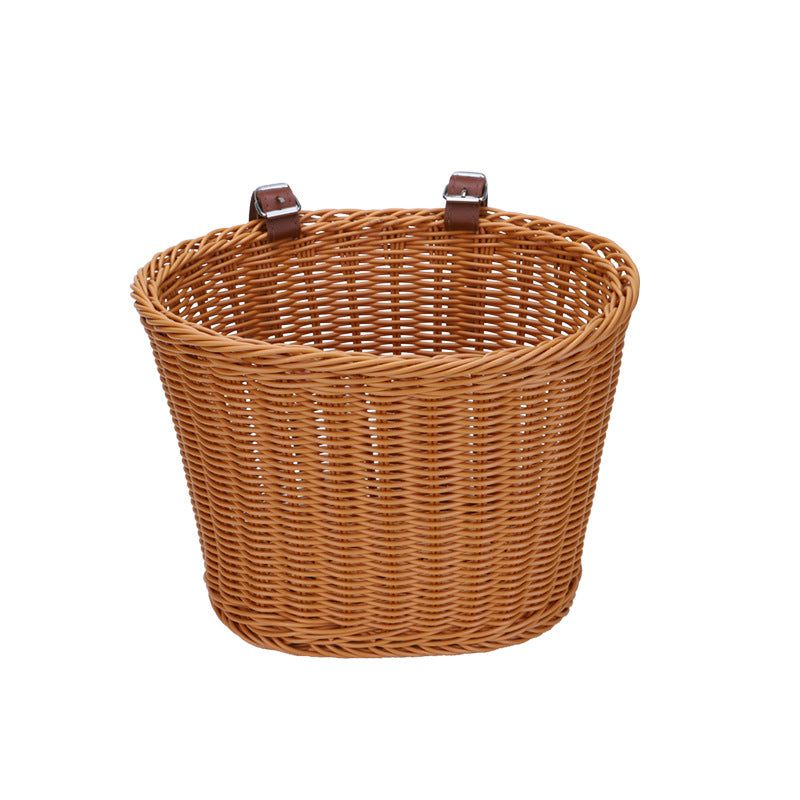 Woven Storage Basket with Leather Straps | High & Bury