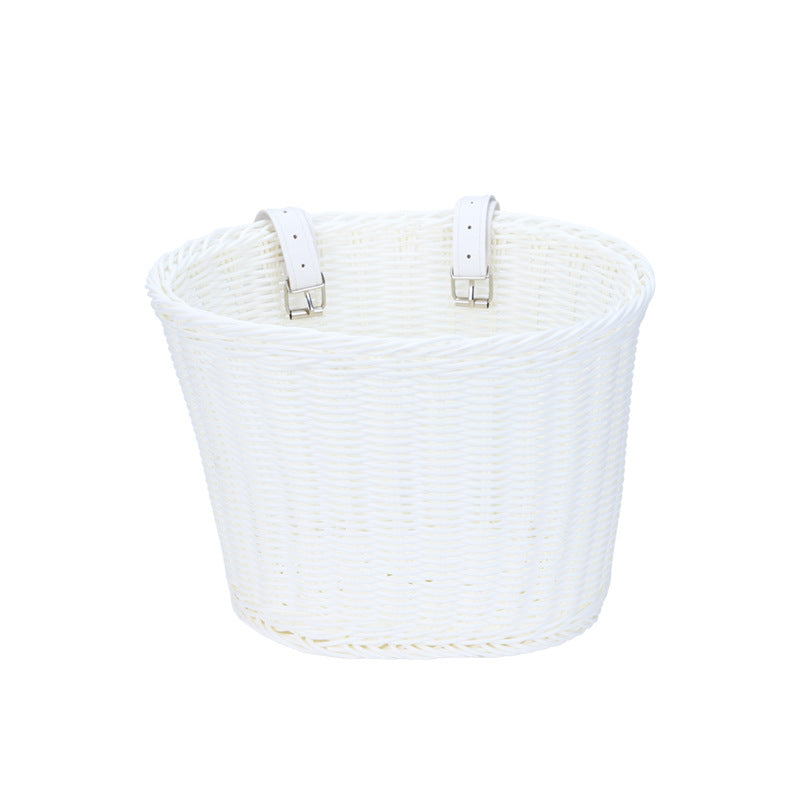 Woven Storage Basket with Leather Straps | High & Bury