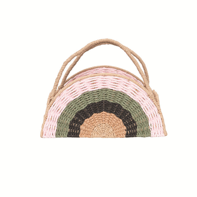Woven Straw Rainbow Tote | High & Bury