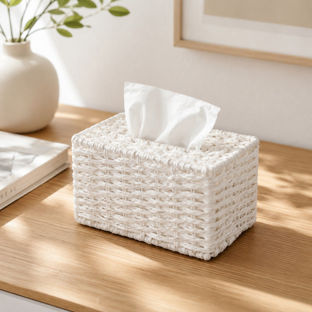 Woven Tissue Box Cover | High & Bury