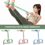 Yoga Resistance Band with 4 Tubes, NBR Foam Grips and Pedals, view 2