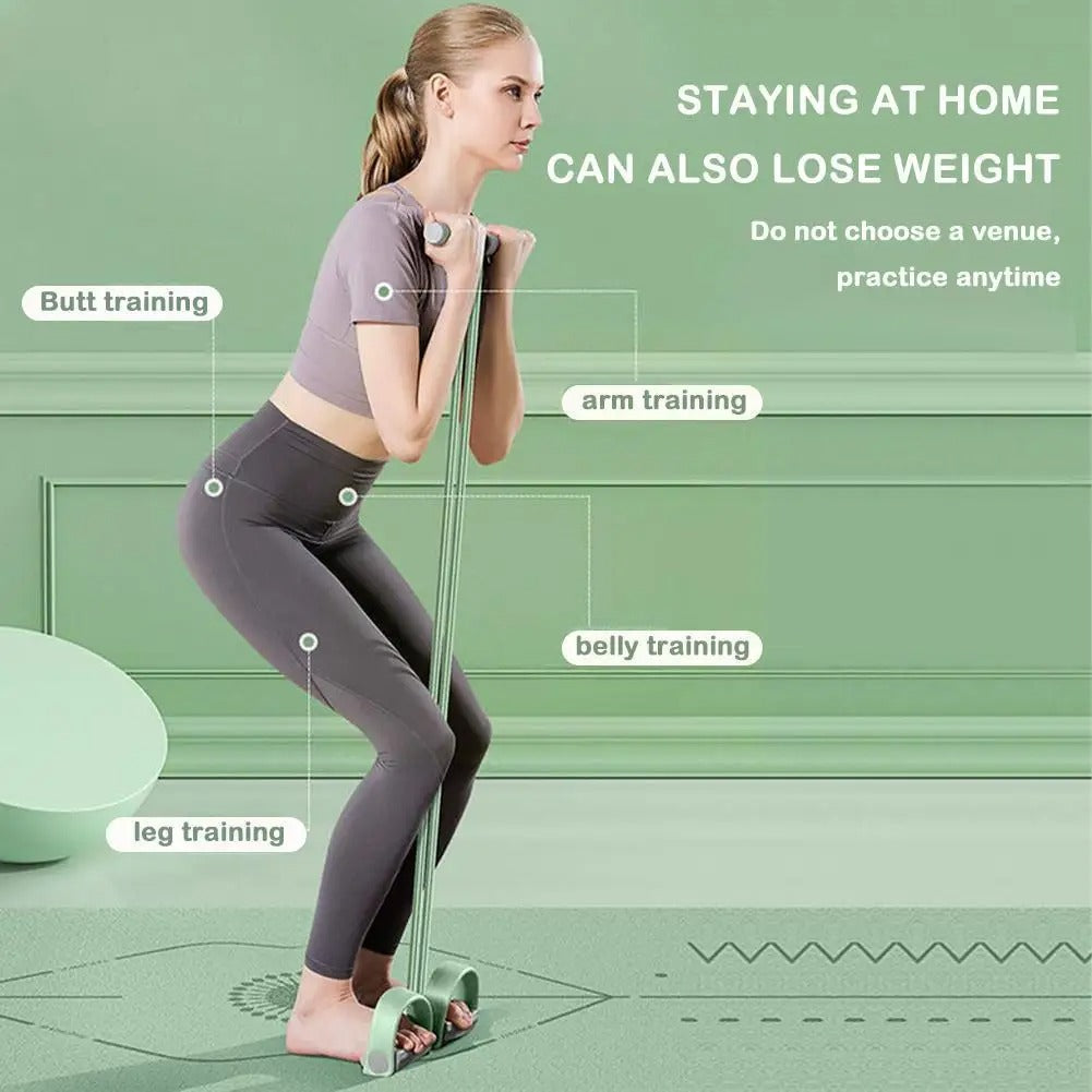 Yoga Resistance Band with 4 Tubes, NBR Foam Grips and Pedals, view 4