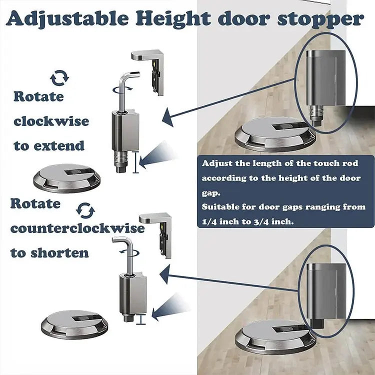Zinc Alloy Floor Door Stopper, Press-to-Lock, 16 × 3 × 9.4 cm, view 3